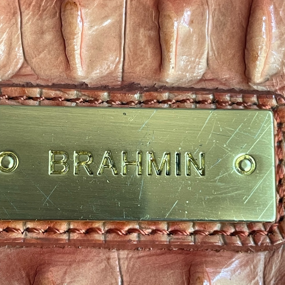 👛 Brahmin Lorelei Orange Melbourne Crocodile Embossed Leather Shoulder Bag. 👛 - Picture 3 of 16